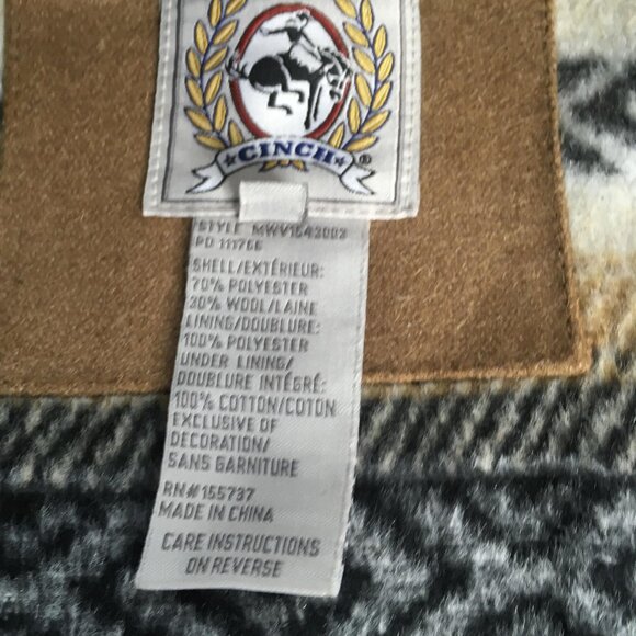 Cinch  Concealed Carry Vest Mens XXL Brown Black Wool Blend Western Aztec Lined - Picture 5 of 16